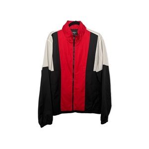 Black and red windbreaker jacket